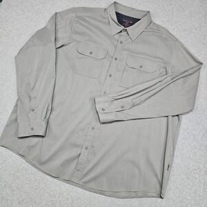 Swiss Tech Mens 2XL Gray Check Long Sleeve Button Down Shirt Stretch breathable